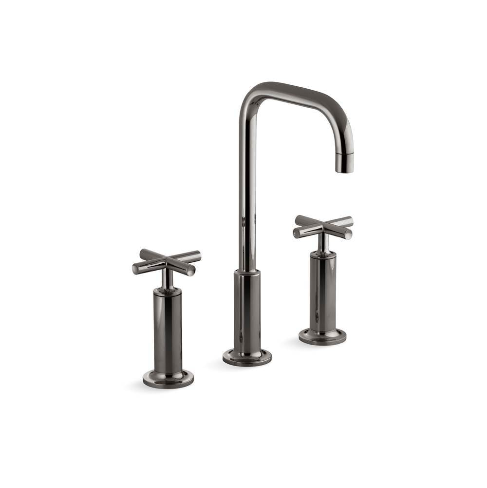 Kohler - Purist Widespread bathroom sink faucet with Cross handles, 1.2 gpm - Vibrant Titanium