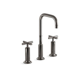 Kohler - Purist Widespread bathroom sink faucet with Cross handles, 1.2 gpm - Vibrant Titanium