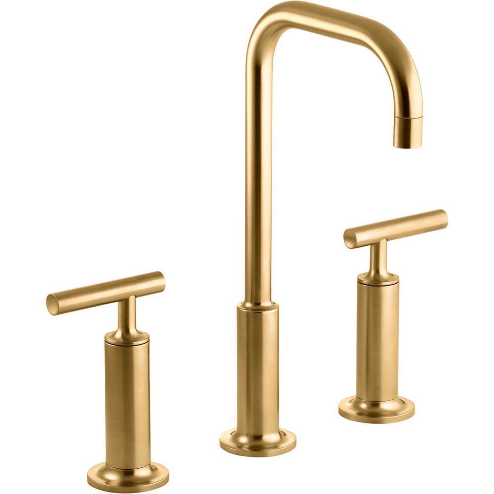 Kohler - Purist Widespread bathroom sink faucet with Lever handles, 1.2 gpm - Vibrant Brushed Moderne Brass