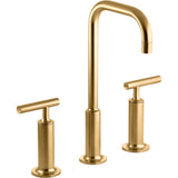 Kohler - Purist Widespread bathroom sink faucet with Lever handles, 1.2 gpm - Vibrant Brushed Moderne Brass