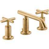 Kohler - Purist Widespread bathroom sink faucet with Cross handles, 1.2 gpm - Vibrant Brushed Moderne Brass