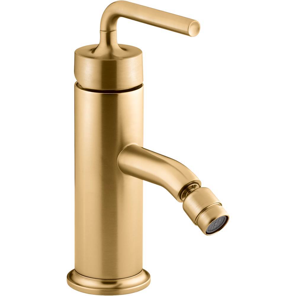 Kohler - Purist Horizontal swivel spray aerator bidet faucet with straight lever handle - Vibrant Brushed Moderne Brass