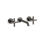 Kohler - Purist Wall-mount bathroom sink faucet trim with Cross handles, 1.2 gpm - Vibrant Titanium