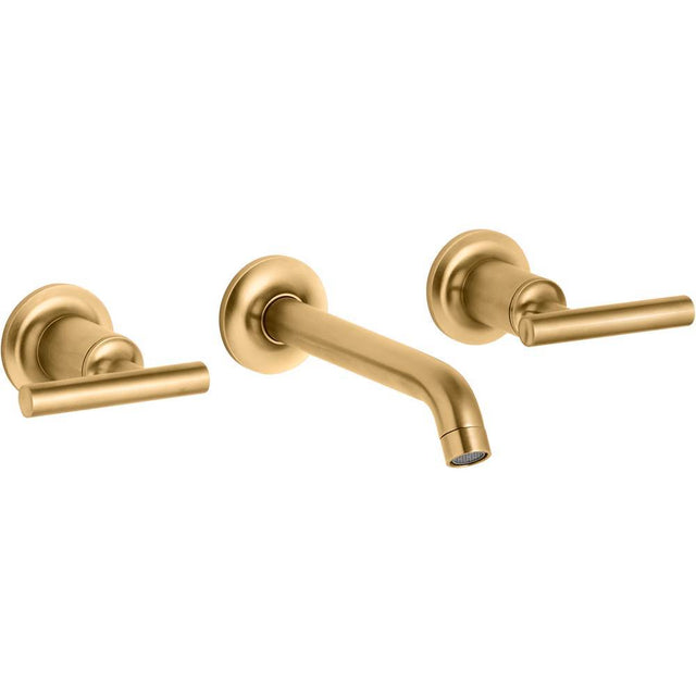 Kohler - Purist Wall-mount bathroom sink faucet trim with Lever handles, 1.2 gpm - Vibrant Brushed Moderne Brass