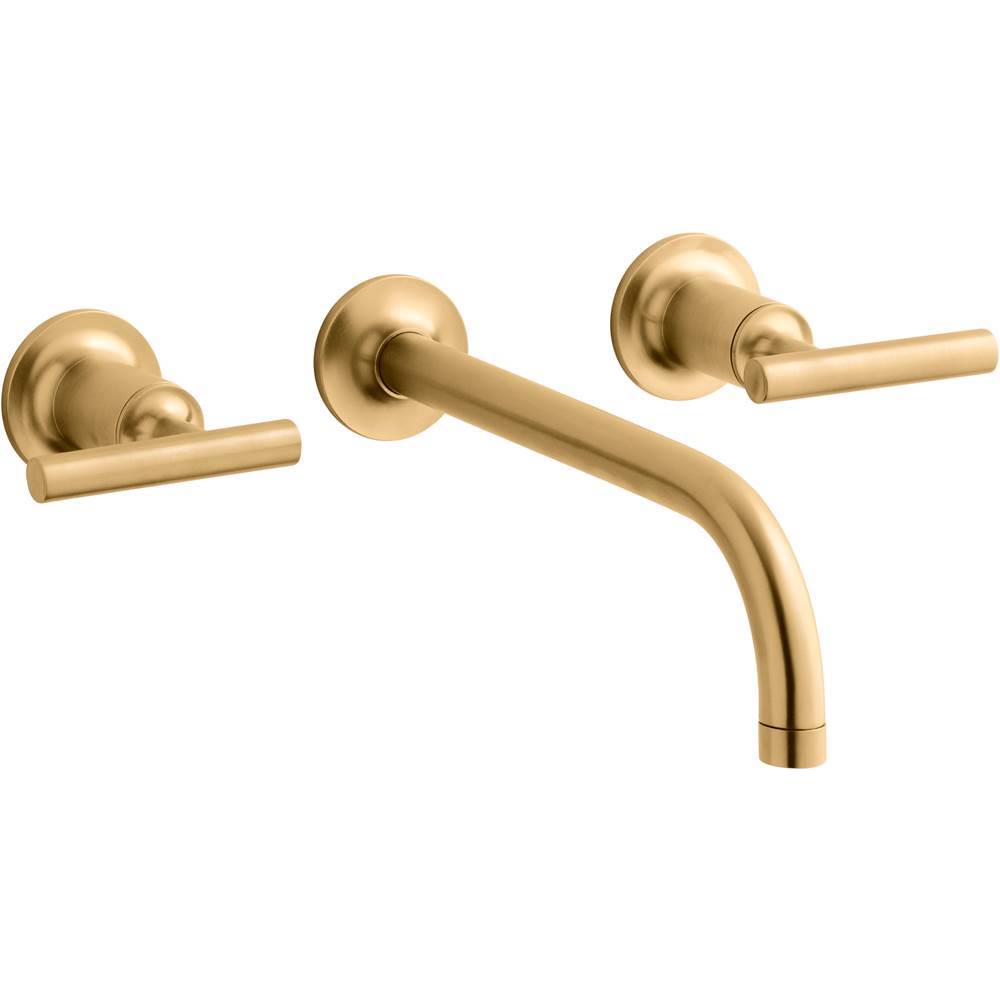 Kohler - Purist Wall-mount bathroom sink faucet trim with Lever handles, 1.2 gpm - Vibrant Brushed Moderne Brass