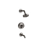 Kohler - Purist Rite-Temp bath and shower trim kit with push-button diverter and cross handle, 2.5 gpm - Vibrant Titanium