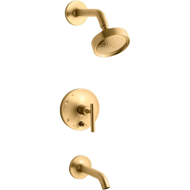 Kohler - Purist Rite-Temp bath and shower trim kit with push-button diverter and lever handle, 2.5 gpm - Vibrant Brushed Moderne Brass