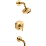 Kohler - Purist Rite-Temp bath and shower trim kit with push-button diverter and lever handle, 2.5 gpm - Vibrant Brushed Moderne Brass