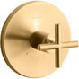 Kohler - Purist MasterShower temperature control valve trim with cross handle - Vibrant Brushed Moderne Brass
