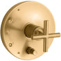 Kohler - Purist Rite-Temp valve trim with push-button diverter and cross handle - Vibrant Brushed Moderne Brass