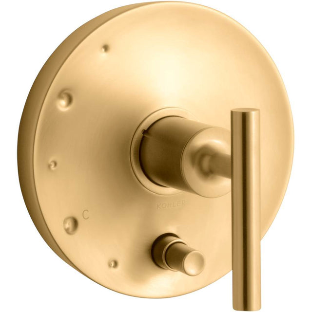 Kohler - Purist Rite-Temp valve trim with push-button diverter and lever handle - Vibrant Brushed Moderne Brass
