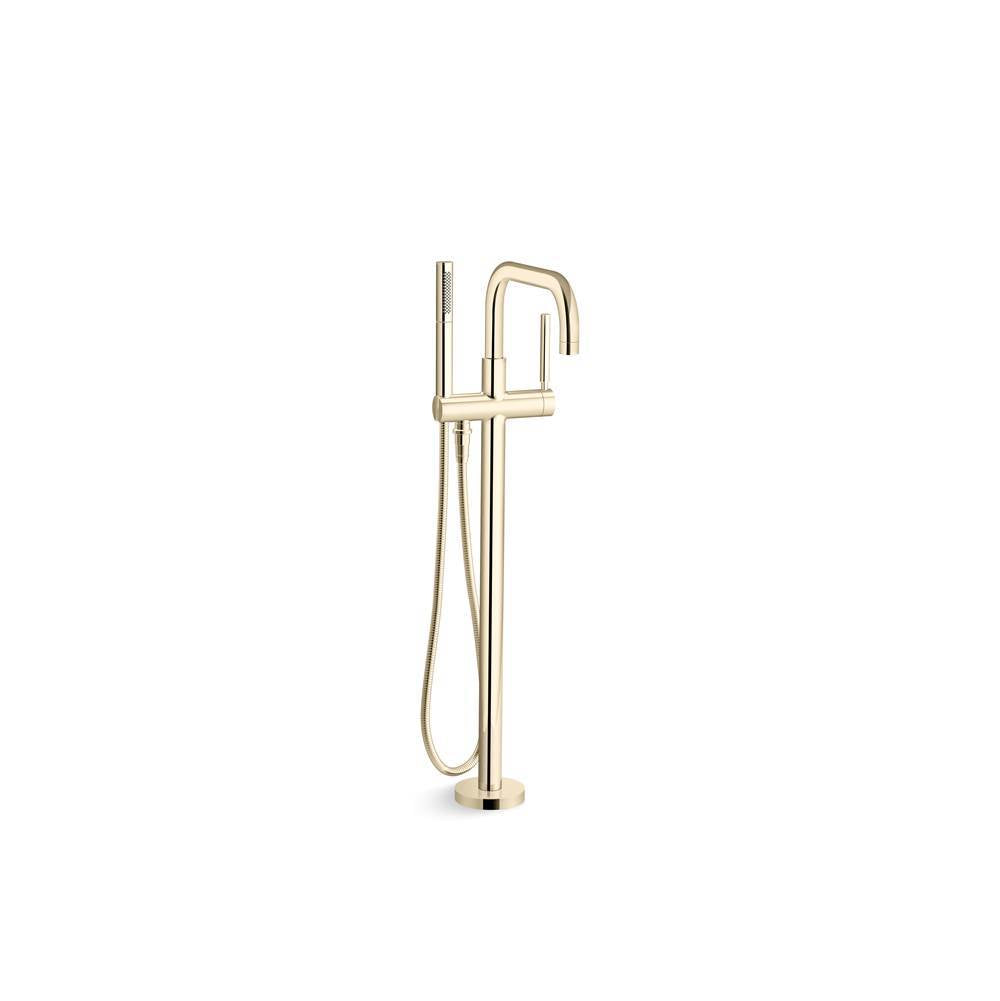 Kohler - Purist Floor-mount bath filler trim with handshower - Vibrant French Gold
