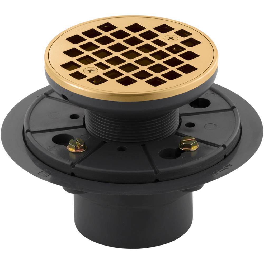 Kohler - Clearflo Round design tile-in shower drain - Vibrant Brushed Moderne Brass