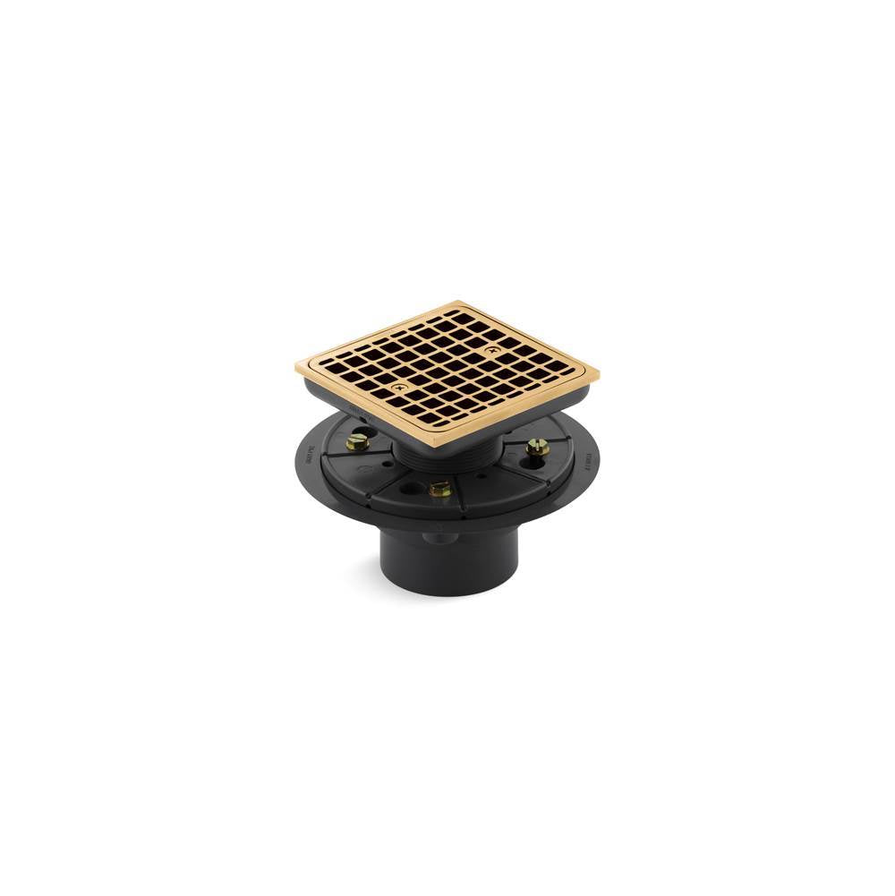 Kohler - Clearflo Square design tile-in shower drain - Vibrant Brushed Moderne Brass