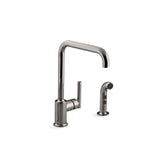 Kohler - Purist Single-handle kitchen sink faucet with side sprayer - Vibrant Titanium