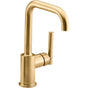 Kohler - Purist Single-handle bar sink faucet - Vibrant Brushed Moderne Brass