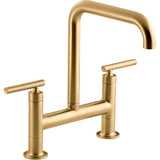 Kohler - Purist Two-hole bridge kitchen sink faucet - Vibrant Brushed Moderne Brass