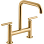 Kohler - Purist Two-hole bridge kitchen sink faucet - Vibrant Brushed Moderne Brass