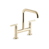 Kohler - Purist Two-hole bridge kitchen sink faucet - Vibrant French Gold