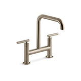 Kohler - Purist Two-hole bridge kitchen sink faucet - Vibrant Brushed Bronze