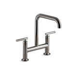 Kohler - Purist Two-hole bridge kitchen sink faucet - Vibrant Titanium