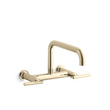 Kohler - Purist Two-hole wall-mount bridge kitchen sink faucet - Vibrant French Gold