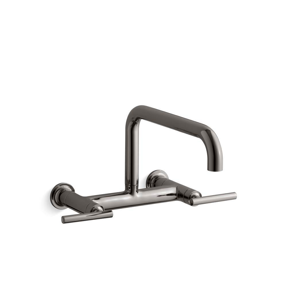 Kohler - Purist Two-hole wall-mount bridge kitchen sink faucet - Vibrant Titanium