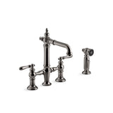 Kohler - Artifacts Two-hole bridge bar sink faucet with side sprayer - Vibrant Titanium