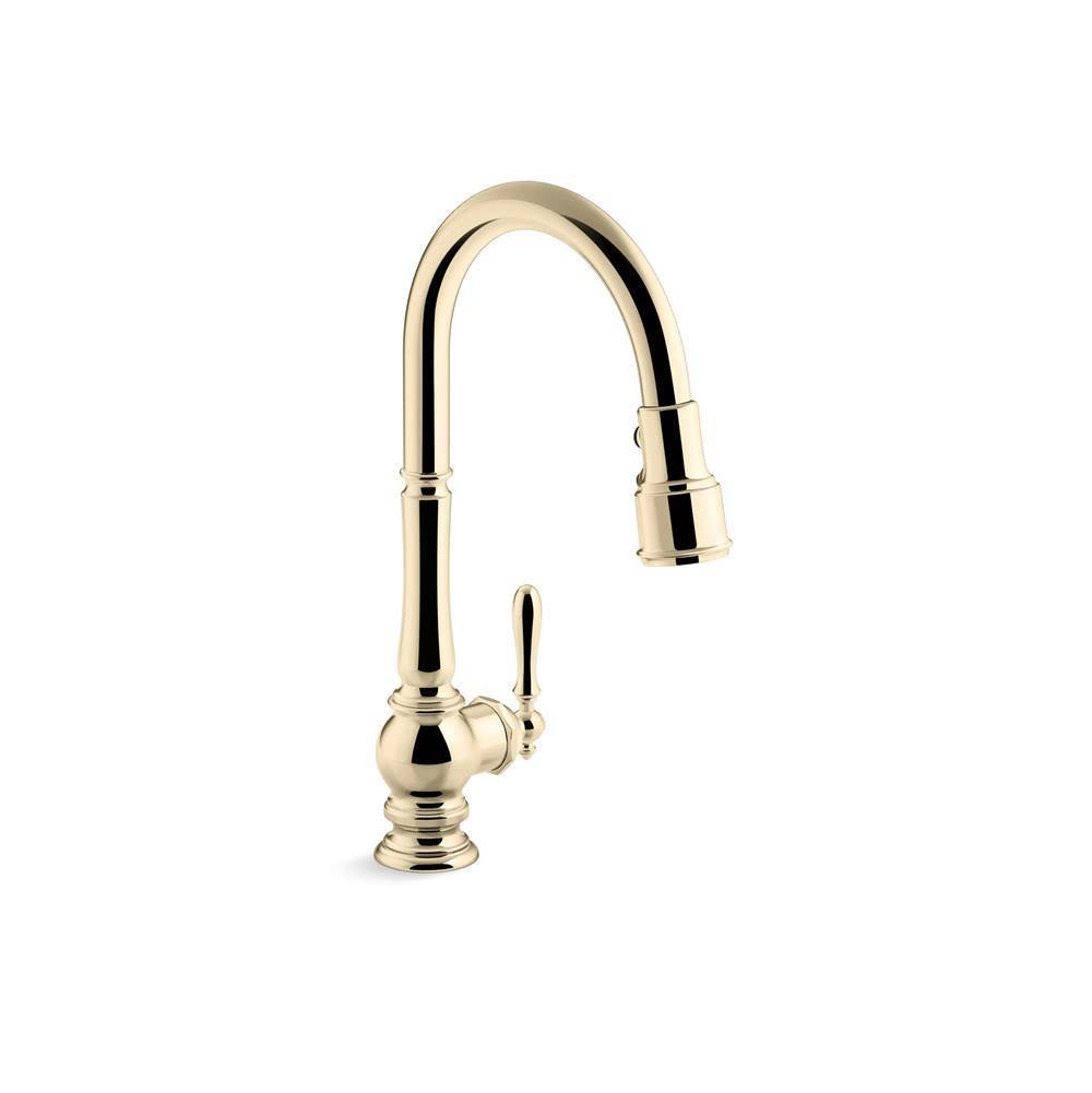 Kohler - Artifacts Pull-down kitchen sink faucet with three-function sprayhead - Vibrant French Gold