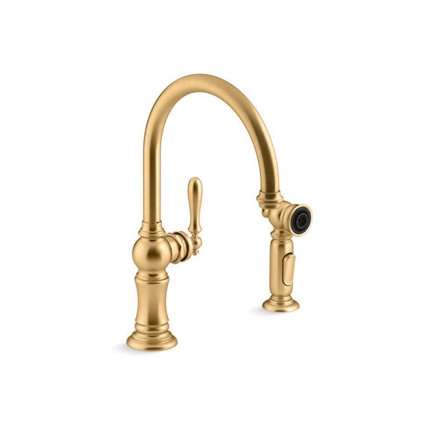 Kohler - Artifacts Single-handle kitchen sink faucet with two-function sprayhead - Vibrant Brushed Moderne Brass