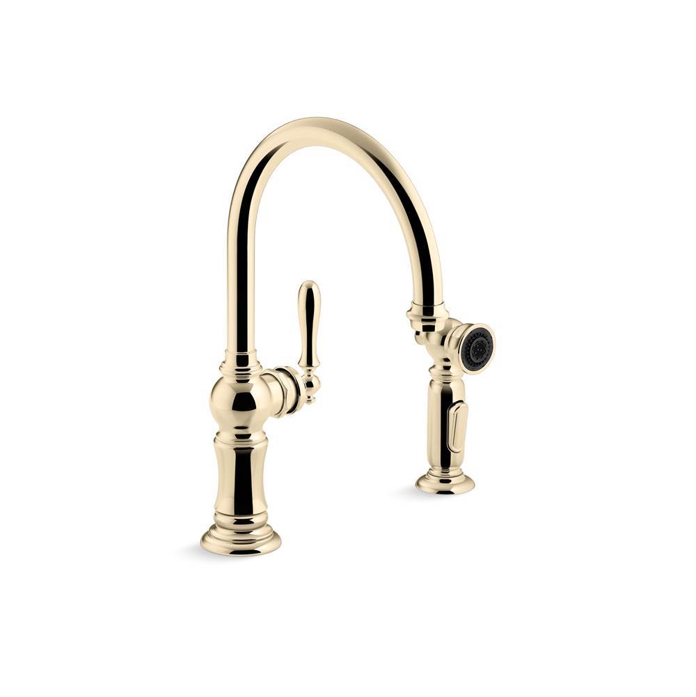 Kohler - Artifacts Single-handle kitchen sink faucet with two-function sprayhead - Vibrant French Gold