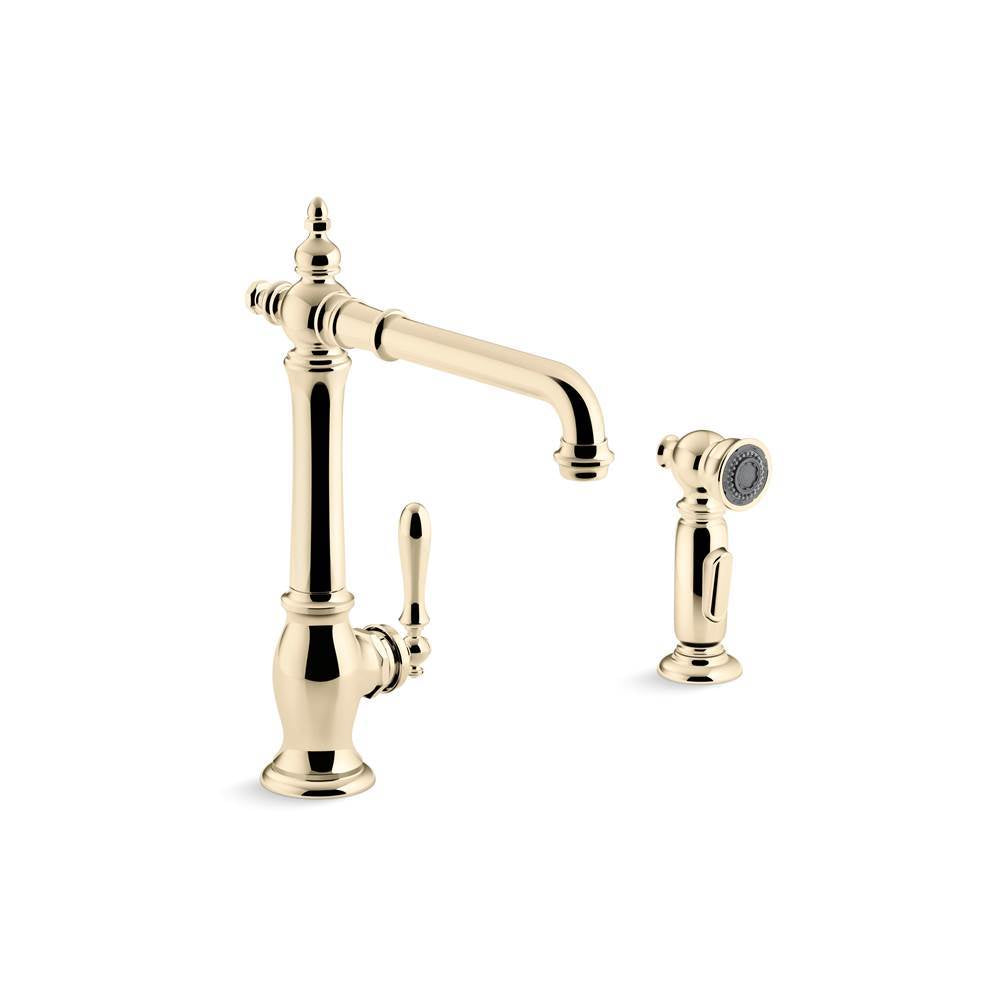 Kohler - Artifacts Single-handle kitchen sink faucet with side sprayer - Vibrant French Gold