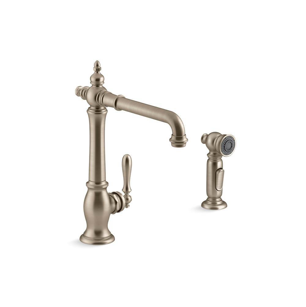 Kohler - Artifacts Single-handle kitchen sink faucet with side sprayer - Vibrant Brushed Bronze