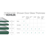 Levity Sliding bath door, 62'' H x 56-5/8 - 59-5/8'' W, with 1/4'' thick Crystal Clear glass