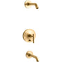 Kohler - Purist Rite-Temp bath and shower trim kit with push-button diverter and lever handle, without showerhead - Vibrant Brushed Moderne Brass