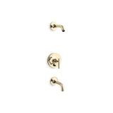 Kohler - Purist Rite-Temp bath and shower trim kit with push-button diverter and lever handle, without showerhead - Vibrant French Gold