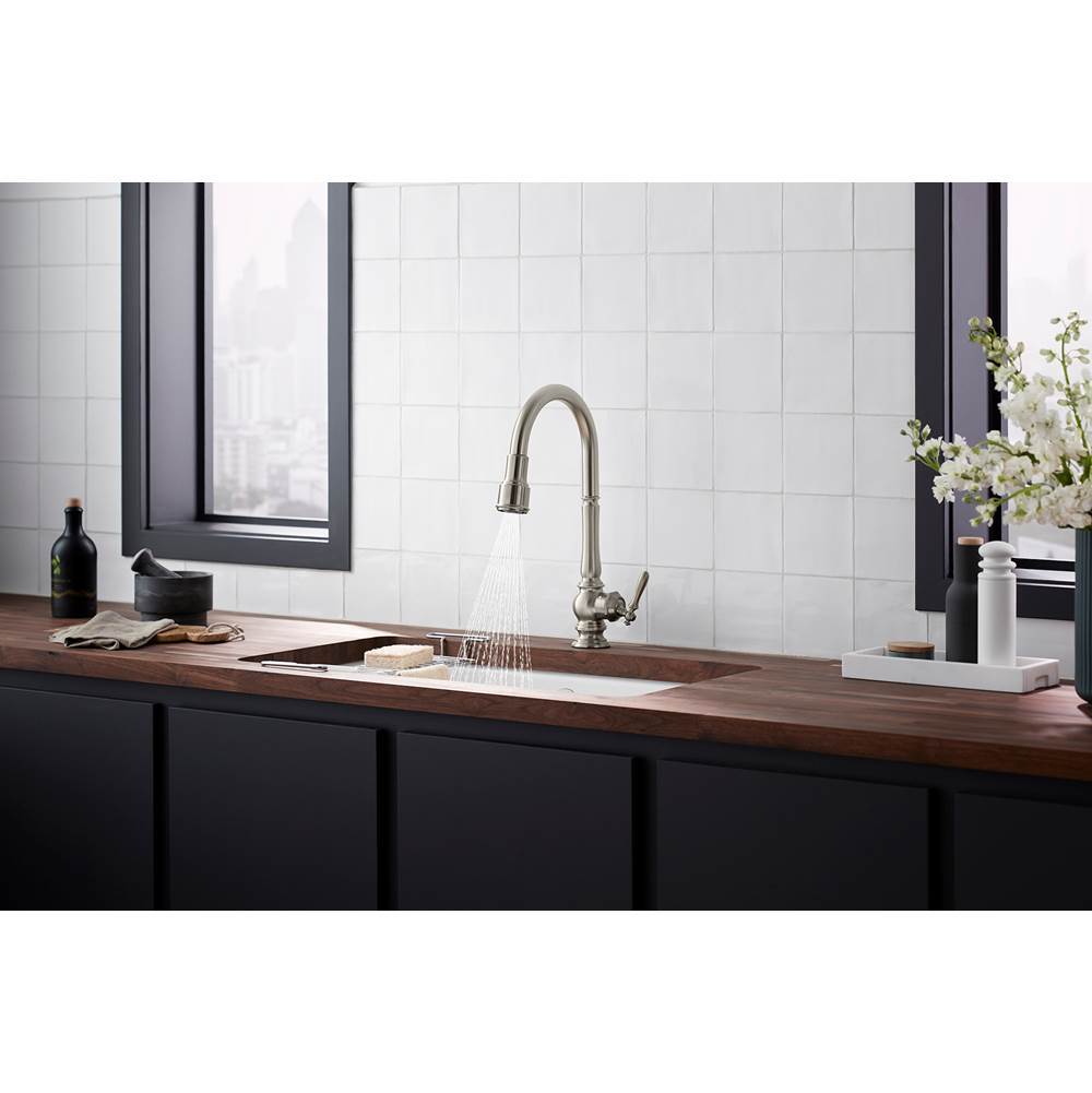 Artifacts Touchless pull-down kitchen sink faucet with KOHLER KonnectE and three-function sprayhead