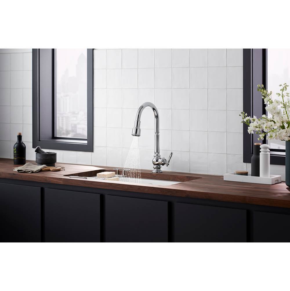 Artifacts Touchless pull-down kitchen sink faucet with KOHLER KonnectE and three-function sprayhead