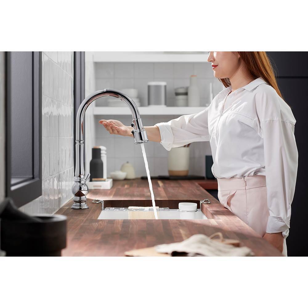 Artifacts Touchless pull-down kitchen sink faucet with KOHLER KonnectE and three-function sprayhead