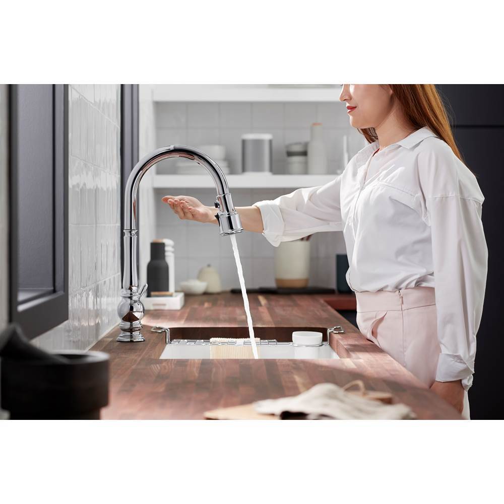 Artifacts Touchless pull-down kitchen sink faucet with KOHLER KonnectE and three-function sprayhead