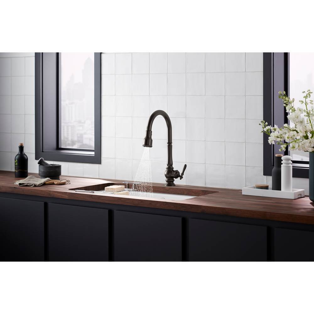 Artifacts Touchless pull-down kitchen sink faucet with KOHLER KonnectE and three-function sprayhead