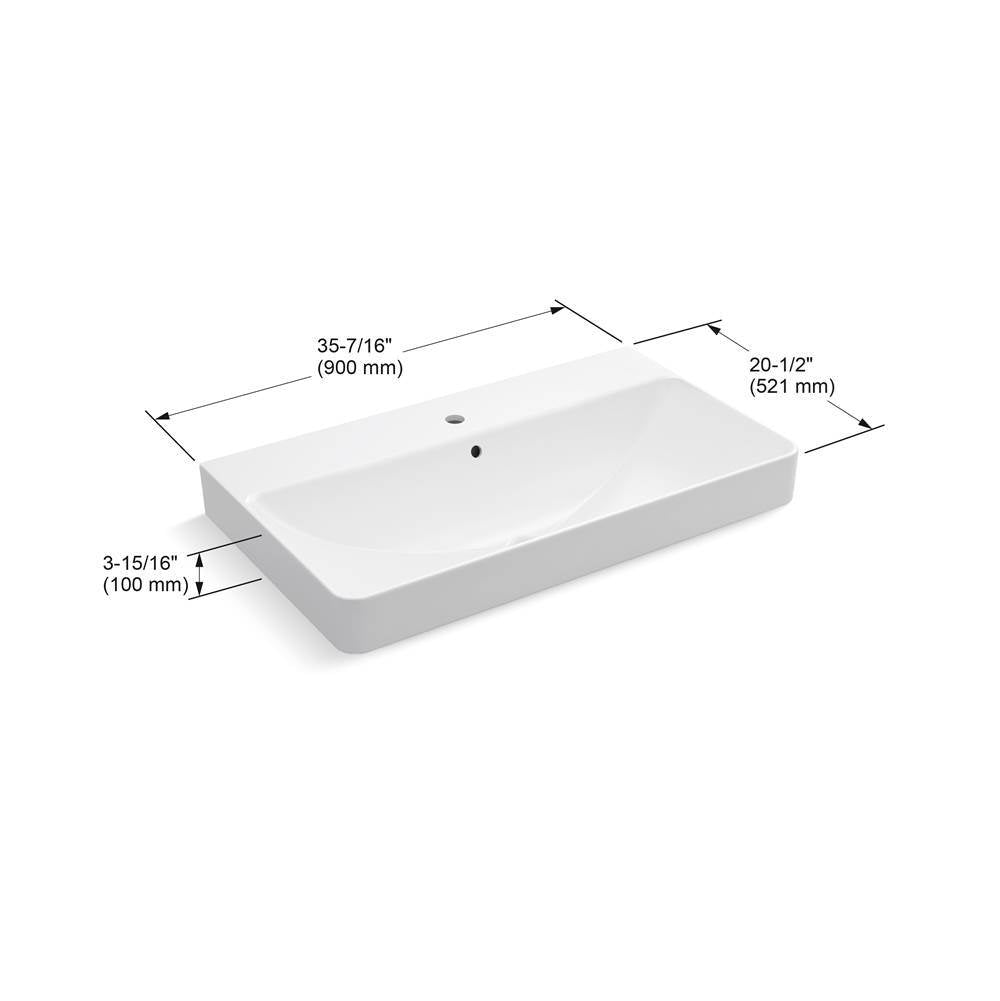 Vox 35-1/2'' rectangular vessel bathroom sink