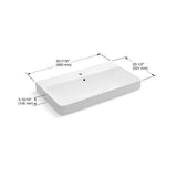 Vox 35-1/2'' rectangular vessel bathroom sink