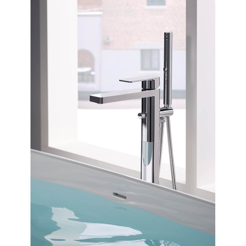 Parallel Floor-mount bath filler trim with handshower
