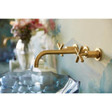 Purist Wall-mount bathroom sink faucet trim with Cross handles, 1.2 gpm