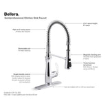 Bellera Semi-professional kitchen sink faucet with three-function sprayhead