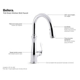 Bellera Pull-down kitchen sink faucet with three-function sprayhead
