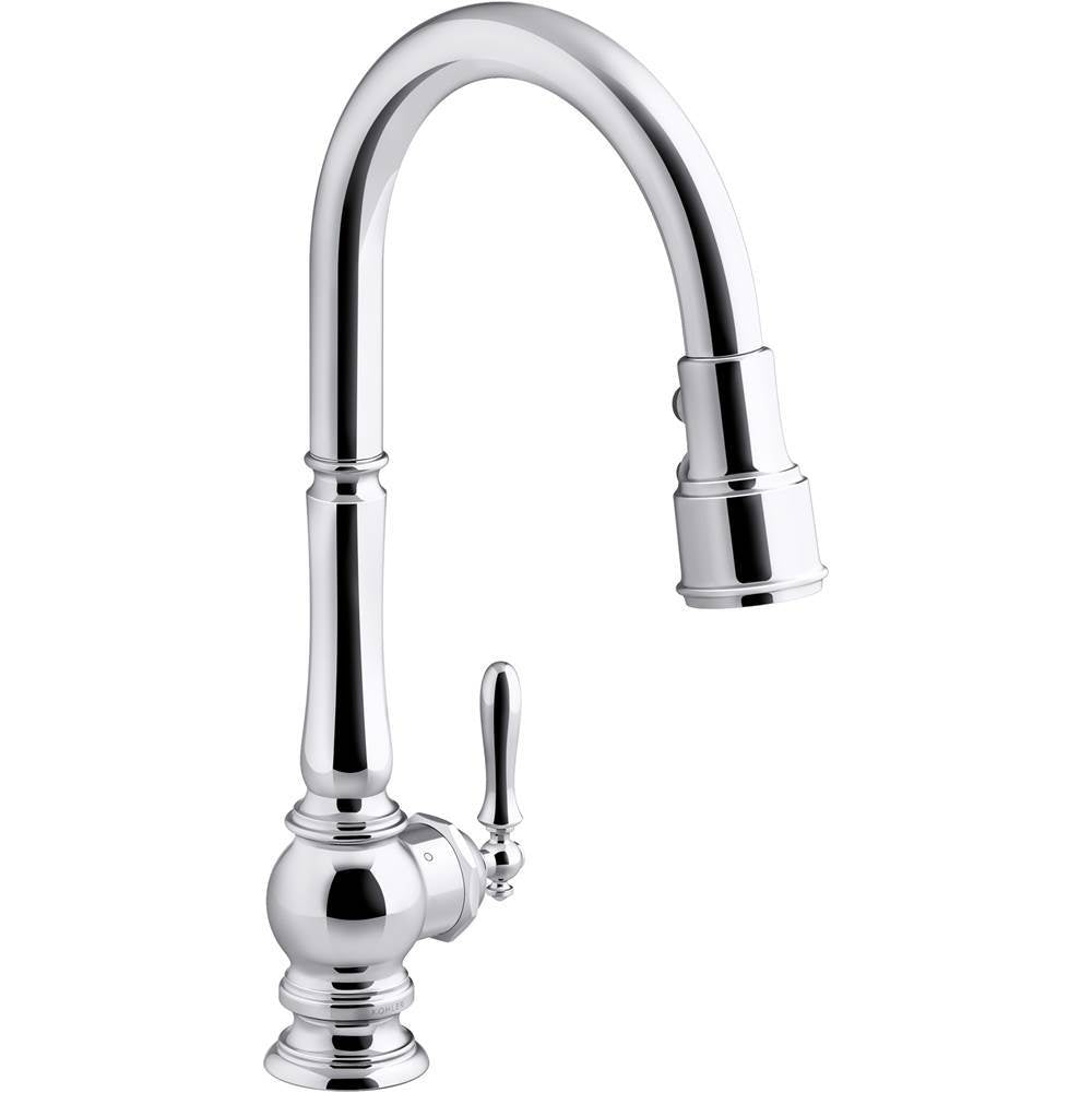 Kohler - Artifacts Touchless pull-down kitchen sink faucet with KOHLER KonnectE and three-function sprayhead - Polished Chrome