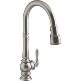 Kohler - Artifacts Touchless pull-down kitchen sink faucet with KOHLER KonnectE and three-function sprayhead - Vibrant Stainless
