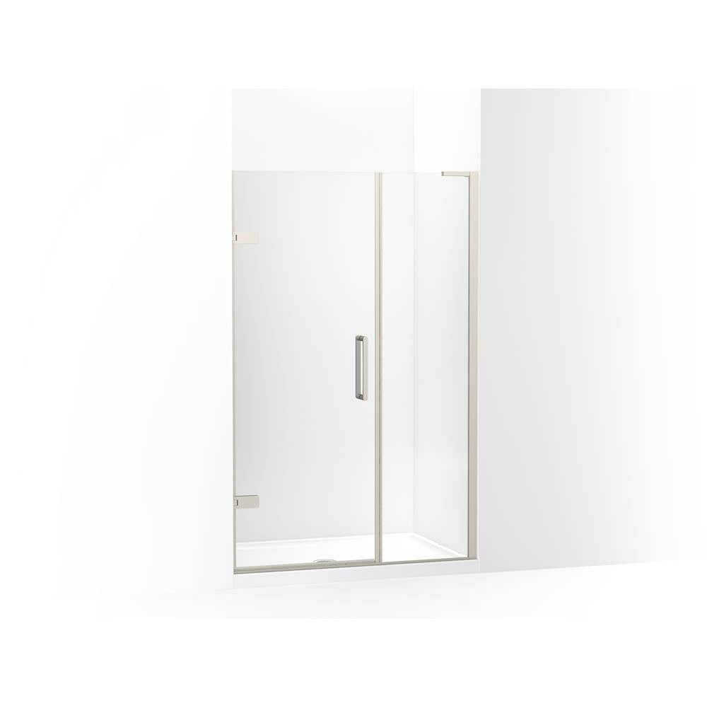 Kohler - ComposedE Frameless pivot shower door, 71-3/4'' H x 46 - 46-3/4'' W, with 3/8'' thick Crystal Clear glass - Anodized Brushed Nickel